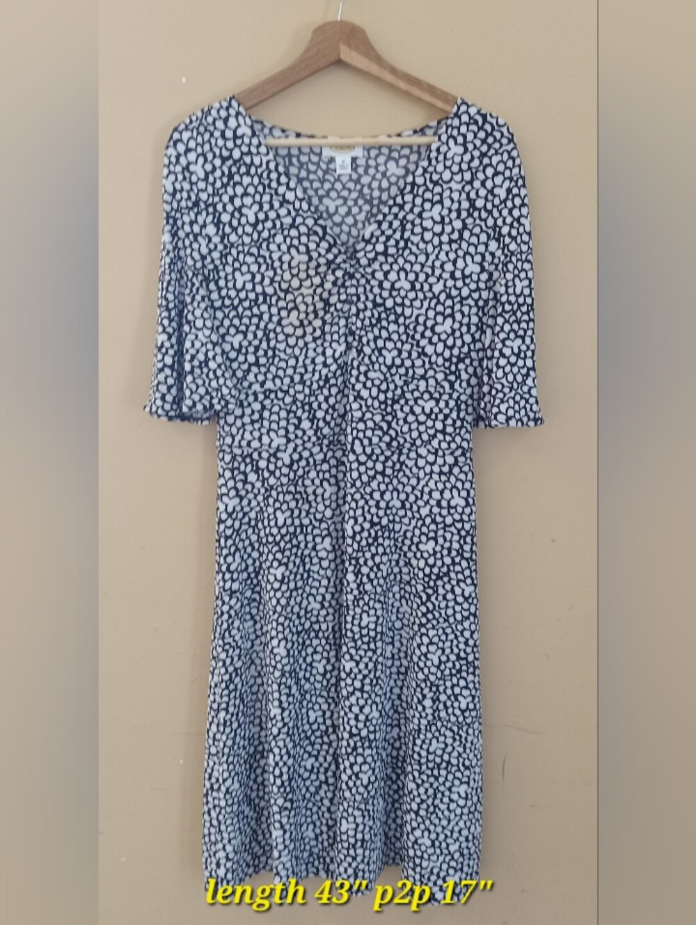 Talbots Black and White Patterned Dress Sz 10